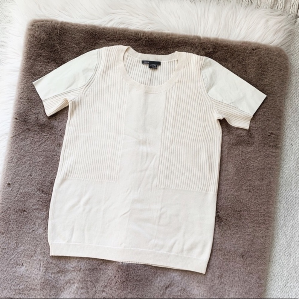 Vince cream wool silk leather sweater